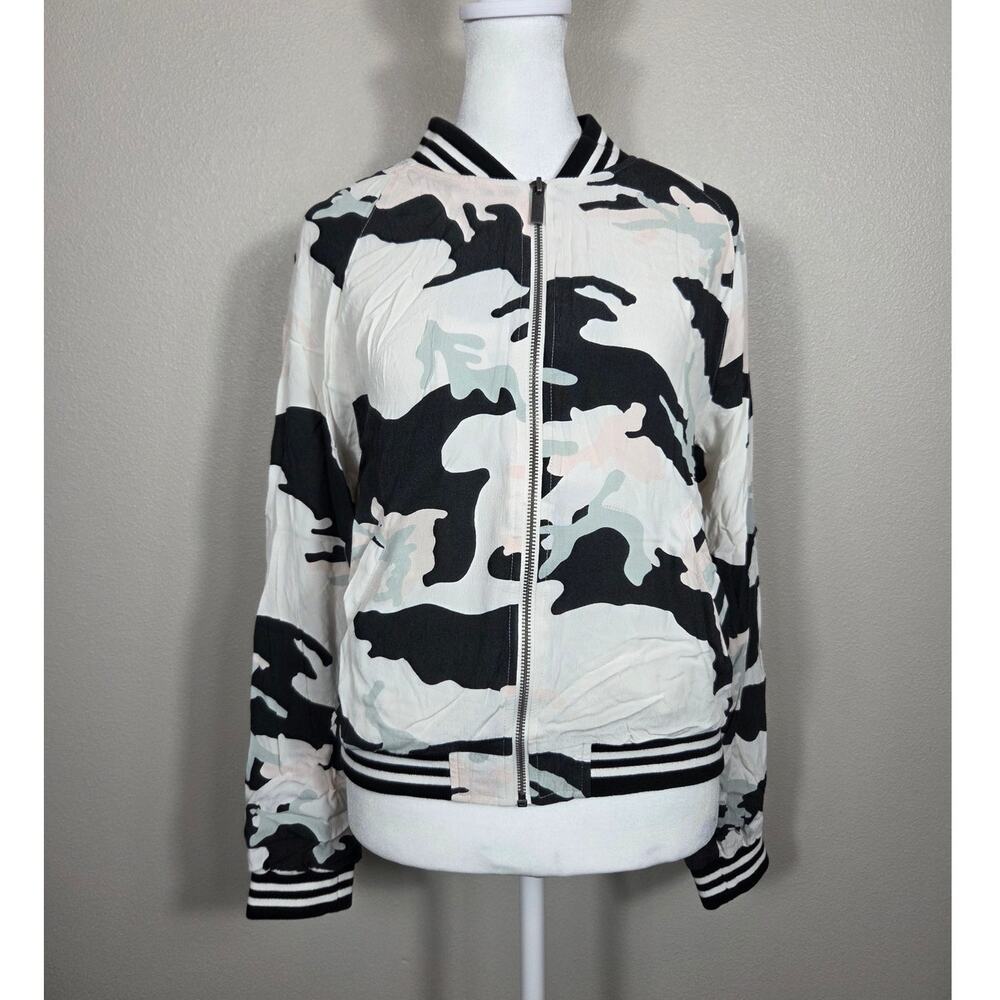 Sanctuary Havana Fever Woman's Full Zip Camo Bomber Jacket Size Small
